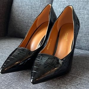 BigTree heels black crock embossed leather size 12